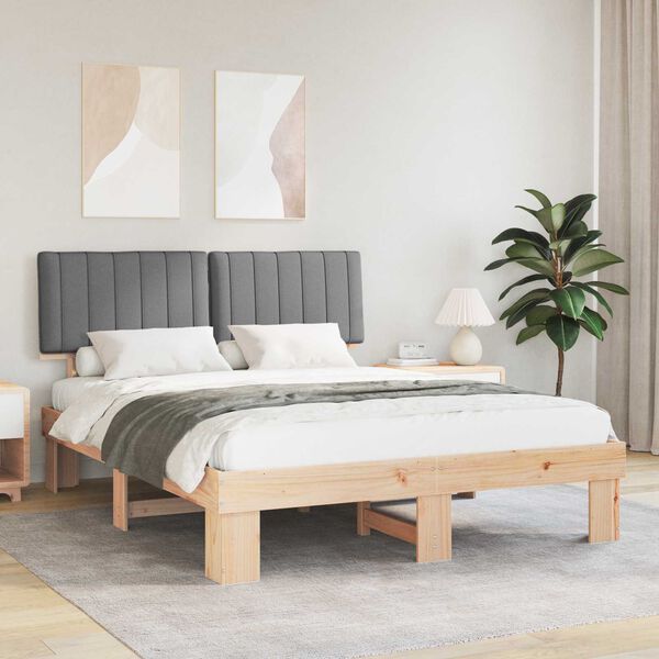 vidaXL Estructura de Cama con Cabecera Tapizada Gris Claro