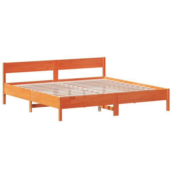 vidaXL Cama sin colch&oacute;n madera maciza de pino marr&oacute;n cera 180x200 cm