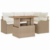 vidaXL Conjunto de sof&aacute; de jard&iacute;n 5 uds. Beige Polirat&aacute;n