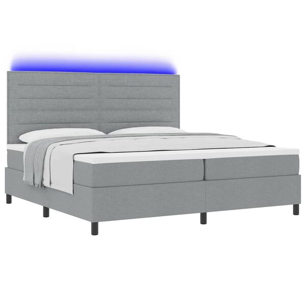 vidaXL Cama tipo Box Spring con colch&oacute;n Gris claro 200 x 200 cm tela