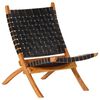 vidaXL Silla de relax plegable cuero aut&eacute;ntico negro