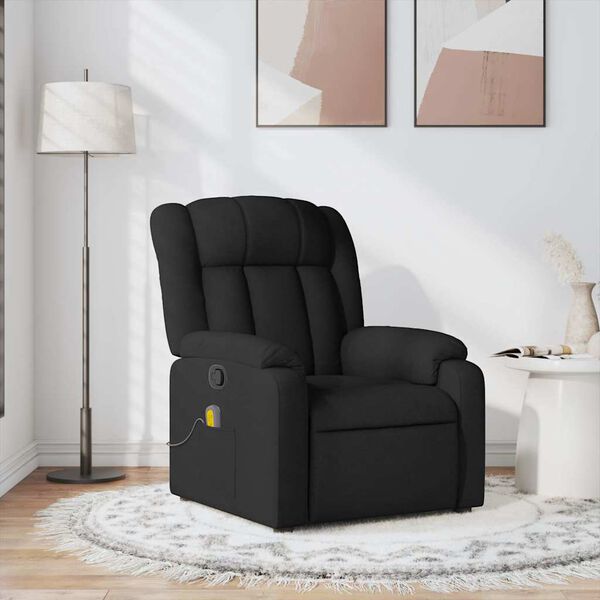 vidaXL Sill&oacute;n reclinable de masaje de tela negro