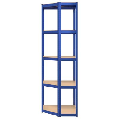 vidaXL Estantería 5 niveles 2 uds acero y madera contrachapada azul