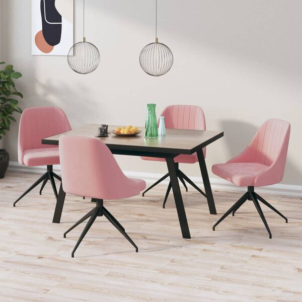 vidaXL Sillas de comedor 4 unidades terciopelo rosa