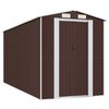 vidaXL Cobertizo jard&iacute;n acero galvanizado marr&oacute;n oscuro 192x440x223 cm