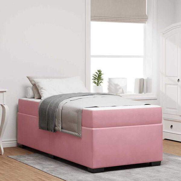 vidaXL Estructura de cama con colch&oacute;n Rosa 80 x 200 cm tela