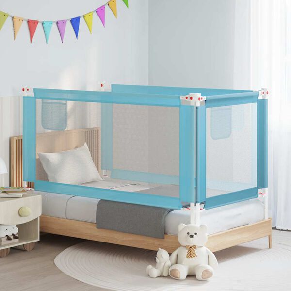 vidaXL Barandilla de seguridad cama de ni&ntilde;o azul tela 160x25 cm