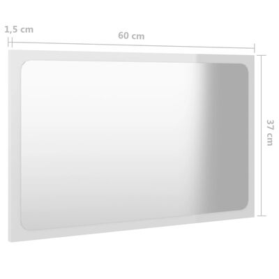 vidaXL Espejo de baño madera contrachapada blanco brillo 60x1,5x37 cm
