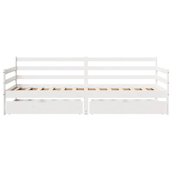 vidaXL Sofá cama con cajones madera maciza de pino blanca 90x190 cm
