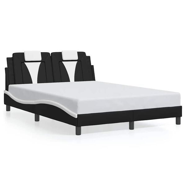 vidaXL Estructura de cama Viana sin colch&oacute;n cuero sint&eacute;tico negro y blanco
