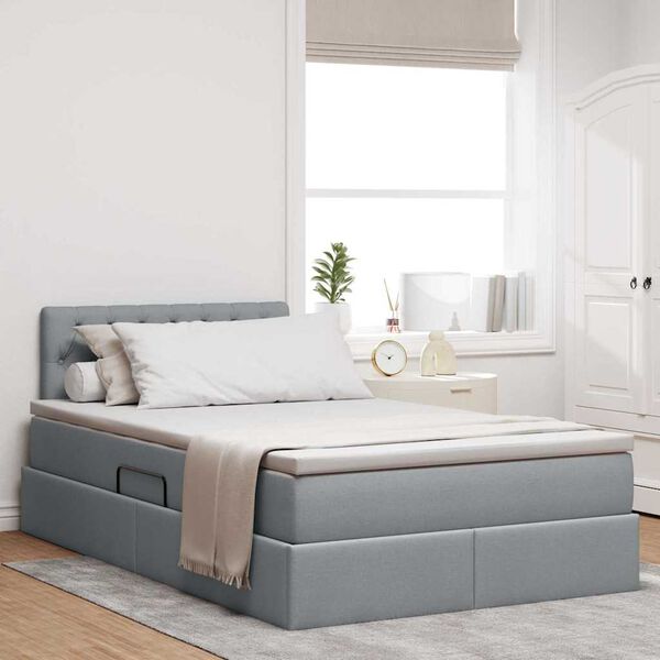 vidaXL Cama con almacenamiento y LED Gris Claro 120 x 200 cm tela