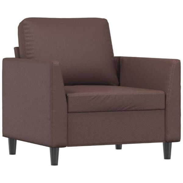vidaXL Sill&oacute;n con taburete cuero sint&eacute;tico marr&oacute;n 60 cm
