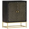 vidaXL Aparador de madera maciza de mango negro y dorado 60x30x75 cm