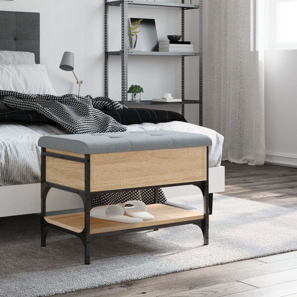 vidaXL Banco zapatero madera de ingenier&iacute;a roble Sonoma 62x42x45 cm