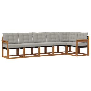 vidaXL Conjunto de sof&aacute;s de exterior 6 pcs Gris Natural y Claro