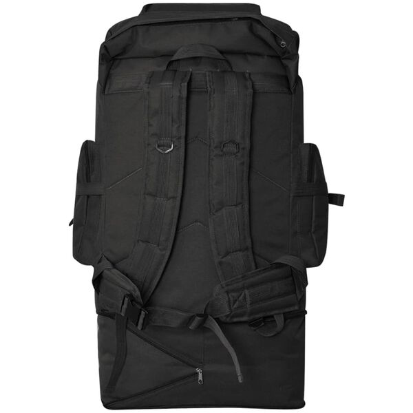 vidaXL Mochila estilo ejército XXL negro 100 l
