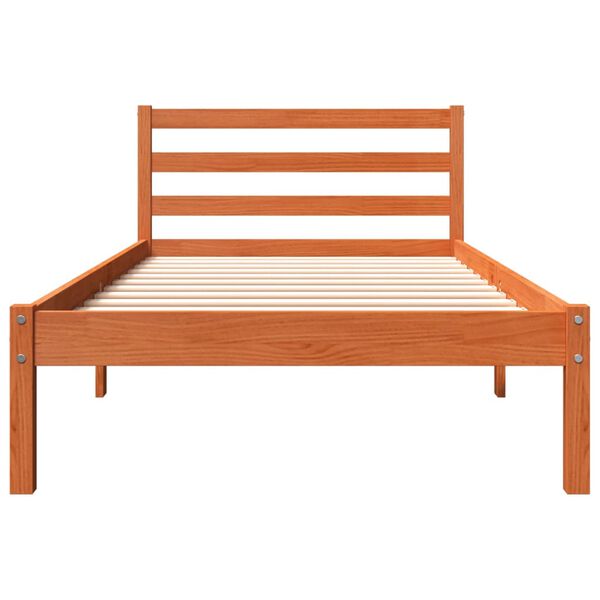 vidaXL Estructura de cama sin colch&oacute;n madera maciza marr&oacute;n 75x190 cm
