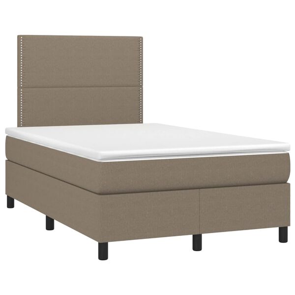 vidaXL Cama box spring con colch&oacute;n y LED tela gris taupe 120x190 cm