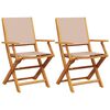 vidaXL Sillas plegables (2 unidades) color topo, madera maciza de acacia y tela.