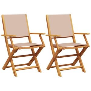 vidaXL Sillas plegables 2 uds madera maciza acacia y tela gris taupe