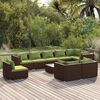 vidaXL Set muebles de jardín 10 pzas y cojines ratán sintético marrón