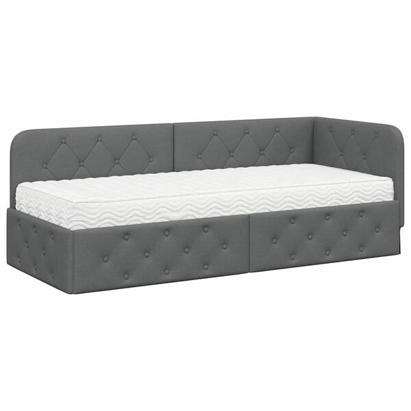 vidaXL Estructura de cama en esquina Gris oscuro 80 x 200 cm tela