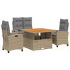 vidaXL Set de comedor jard&iacute;n con cojines 4 pzas rat&aacute;n sint&eacute;tico beige