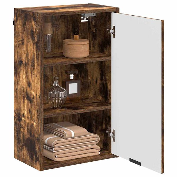 vidaXL Gabinete de Ba&ntilde;o con puerta Roble ahumado 39 x 23,5 x 65 cm