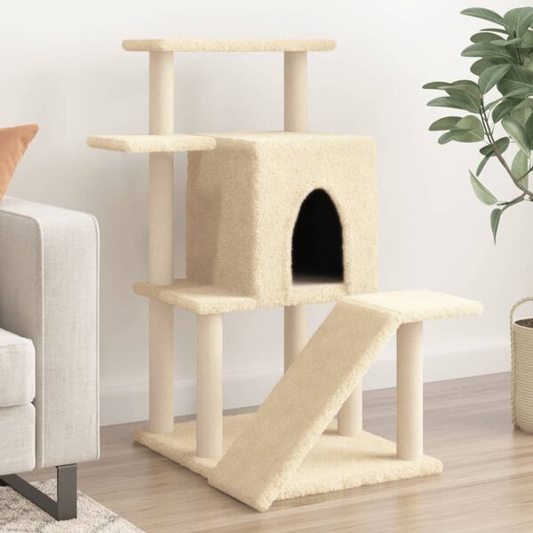vidaXL Rascador para gatos con postes de sisal color crema 97 cm