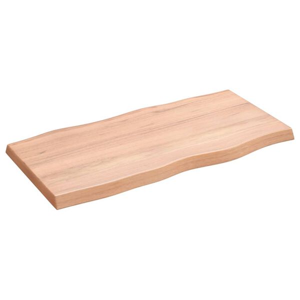 vidaXL Tablero mesa madera tratada borde natural marr&oacute;n 80x40x(2-4) cm