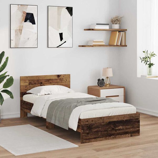 vidaXL Estructura de cama con cabecera Madera Vieja 100 x 200 cm