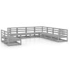 vidaXL Juego de muebles de jard&iacute;n 9 piezas gris madera maciza de pino