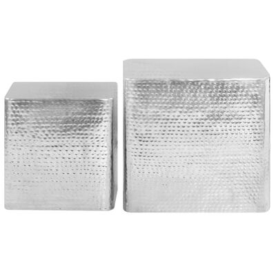 vidaXL Mesas de centro 2 piezas aluminio plateado