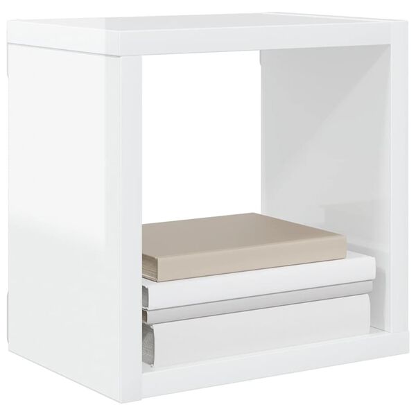 vidaXL Estantes cubo de pared 6 unidades blanco brillo 22x15x22 cm