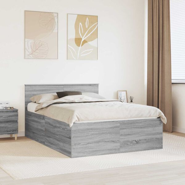 vidaXL Estructura de cama con cabecera Gris Sonoma 160 x 200 cm