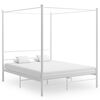vidaXL Estructura de cama con dosel sin colch&oacute;n metal blanco 160x200cm