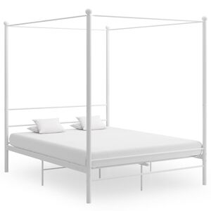 vidaXL Estructura de cama con dosel sin colch&oacute;n metal blanco 160x200cm