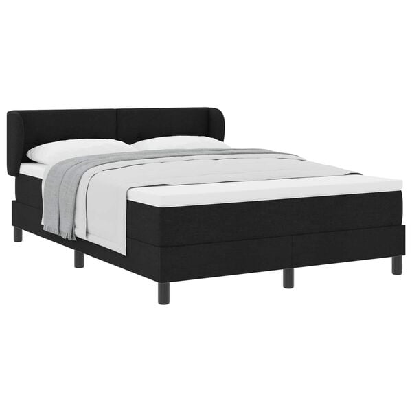 vidaXL Cama tipo Box Spring con colch&oacute;n Negro 140 x 190 cm tela