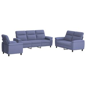 vidaXL Juego de Sof&aacute; 3 pcs Azul jeans Tela