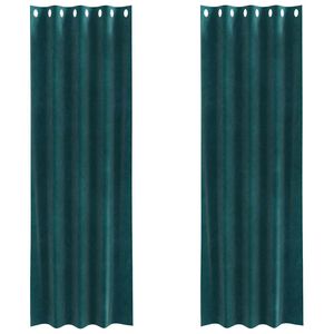 vidaXL Cortinas opacas 2 pcs Verde oscuro 140 x 225 cm Terciopelo