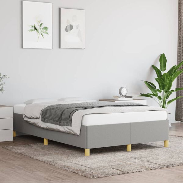 vidaXL Estructura de cama sin colch&oacute;n tela gris claro 120x190 cm