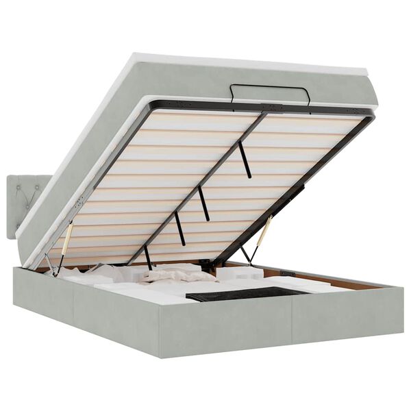 vidaXL Estructura cama otomana con colch&oacute;n gris claro 140x200cm