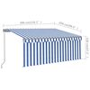 vidaXL Toldo retr&aacute;ctil manual con persiana azul y blanco 3x2,5 m
