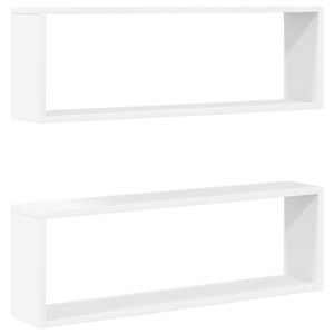 vidaXL Estantes cubo de pared 2 uds contrachapado blanco 80x15x26,5 cm