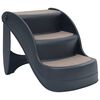 vidaXL Escalera para perros plegable de 3 pelda&ntilde;os gris oscuro