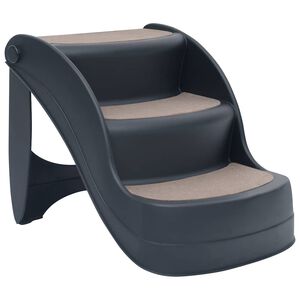 vidaXL Escalera para perros plegable de 3 pelda&ntilde;os gris oscuro