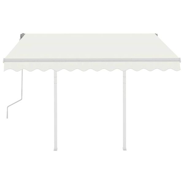 vidaXL Toldo manual retr&aacute;ctil con postes color crema 3x2,5 m