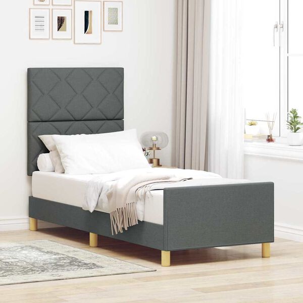 vidaXL Estructura de cama con cabecera Gris oscuro 80 x 200 cm tela