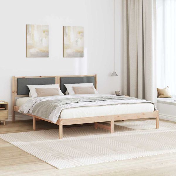 vidaXL Estructura de cama con cabecera Gris oscuro 180 x 200 cm