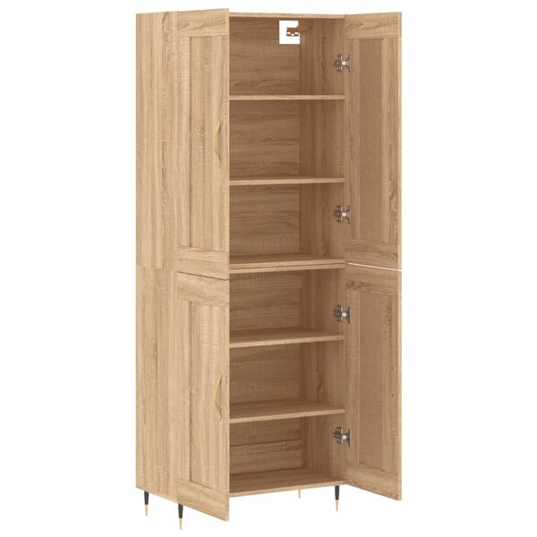 vidaXL Aparador alto madera contrachapada color roble 69,5x34x180 cm